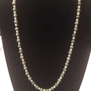 Green strand Pearl and Bead necklace